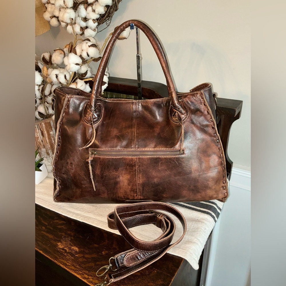 Bed Stu Leather Rockaway Shoulder Bag Crossbody Tote Teak Rustic MSRP  $345 - Picture 2 of 13
